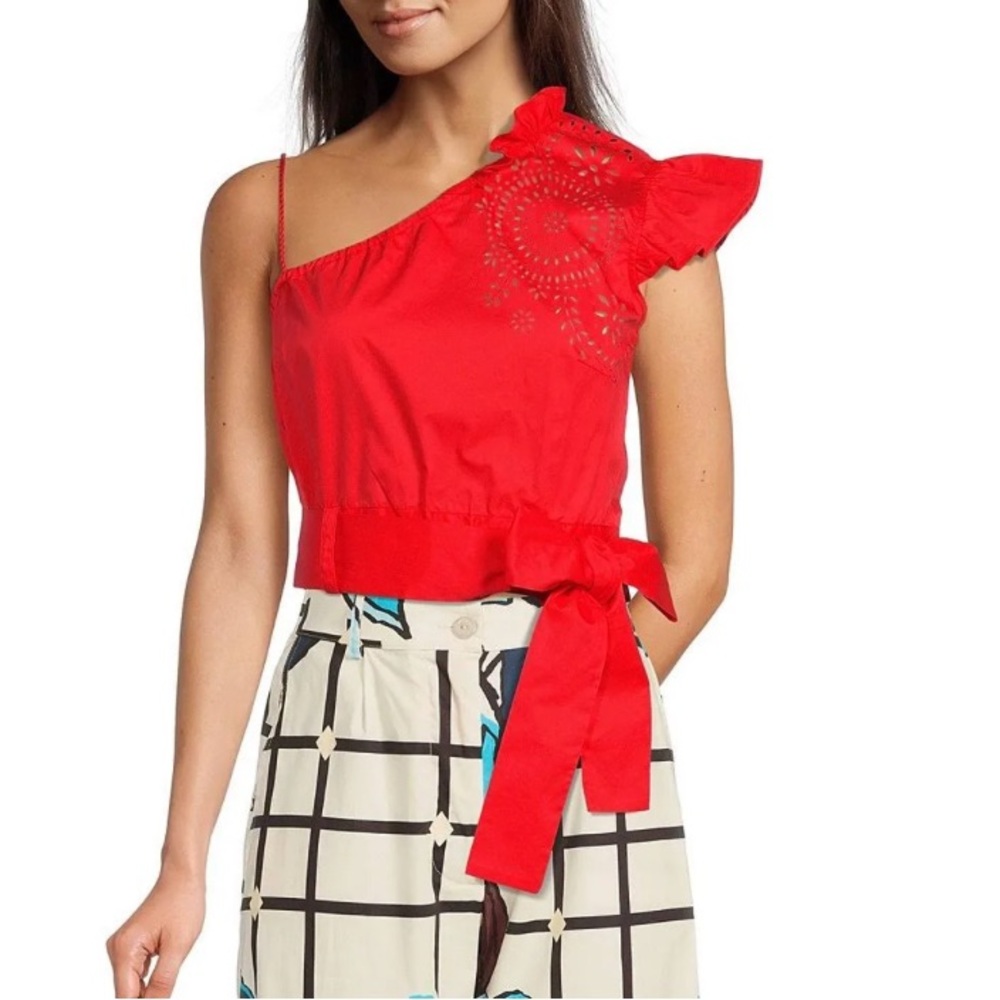 Tricot Chic Tops Tricot Chic Laser Cut Out Kaleidoscope Pattern Asymmetric Sz 8